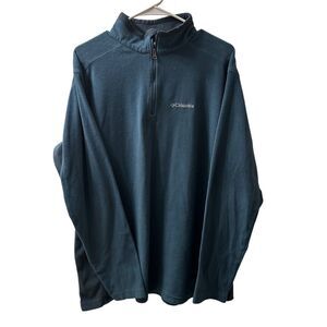Columbia Men's Long Sleeve Fleece 1/4 zip Pullover Size Large Green Lightweight